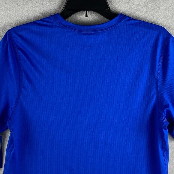 Champion Men's Small Logo Print T-Shirt Mesh Crew Neck Short Sleeve Blue NEW - Picture 7 of 10